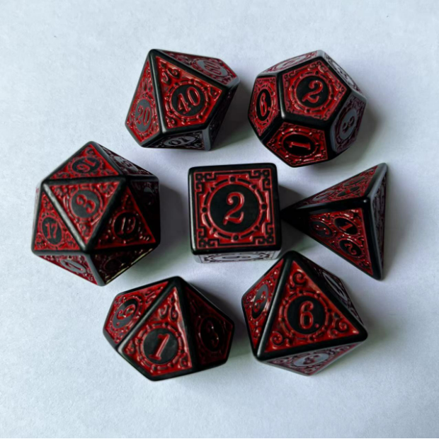 Hot Selling Retro Colors Acrylic RPG Bulk DicE 7 pcs Per Set Dice Gaming Polyhedral DND Plastic 12 Sides Dice Sets