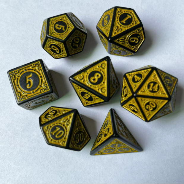 Hot Selling Retro Colors Acrylic RPG Bulk DicE 7 pcs Per Set Dice Gaming Polyhedral DND Plastic 12 Sides Dice Sets