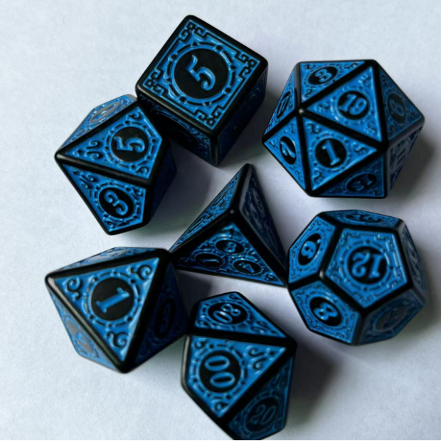 Hot Selling Retro Colors Acrylic RPG Bulk DicE 7 pcs Per Set Dice Gaming Polyhedral DND Plastic 12 Sides Dice Sets