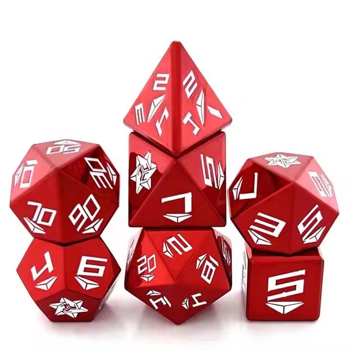 Hot Selling Crop Circle Unique Zinc Alloy Brass Dice Polyhedral Custom Metal DND Dice Set for Dungeons and Dragons