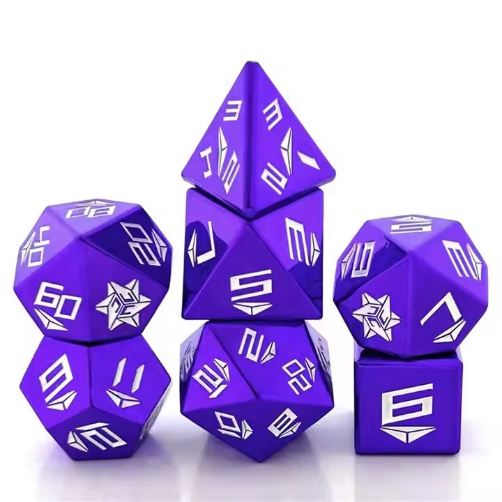 Hot Selling Crop Circle Unique Zinc Alloy Brass Dice Polyhedral Custom Metal DND Dice Set for Dungeons and Dragons