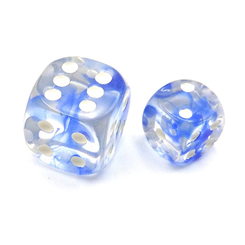 Board Game Transparent Polyhedral Square Dice Professional Custom Resin D6 Blue Round Corner Dice