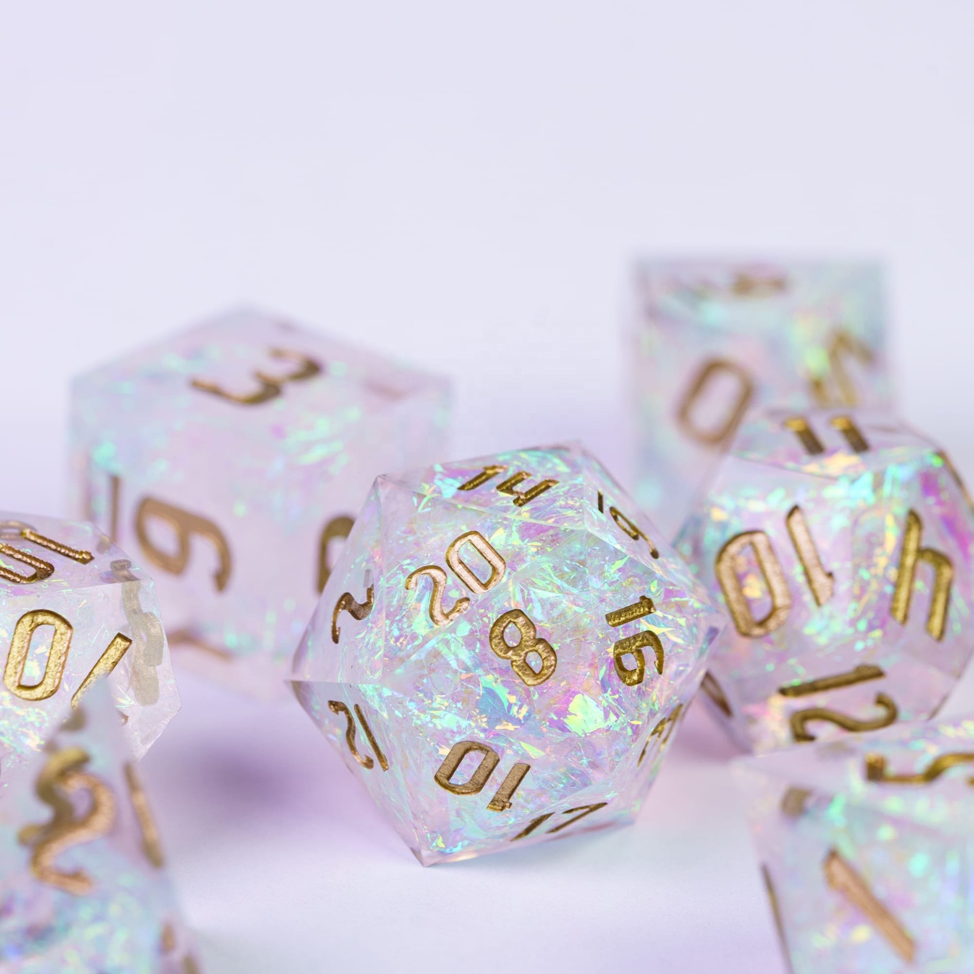 Udixi Custom Transparent Glitter Paper Resin Dice Dungeons and Dragons role play games DND rpg board game Dice Set