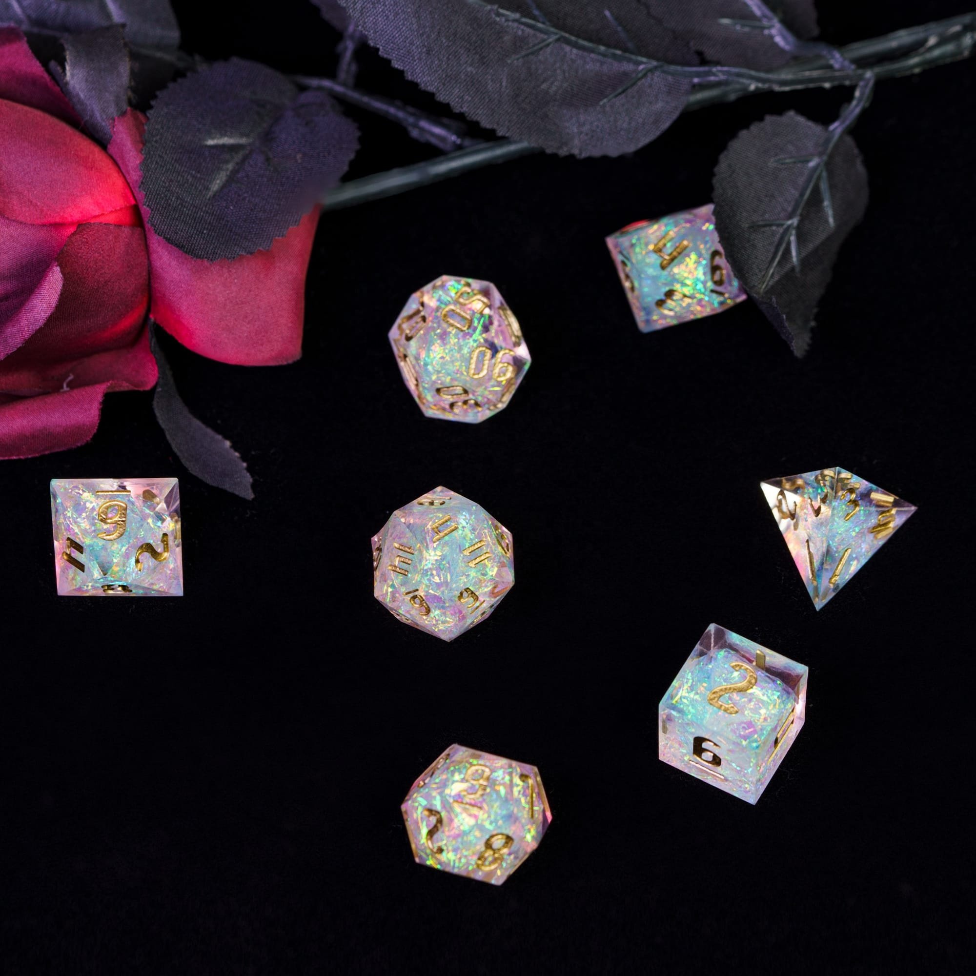 Udixi Custom Transparent Glitter Paper Resin Dice Dungeons and Dragons role play games DND rpg board game Dice Set