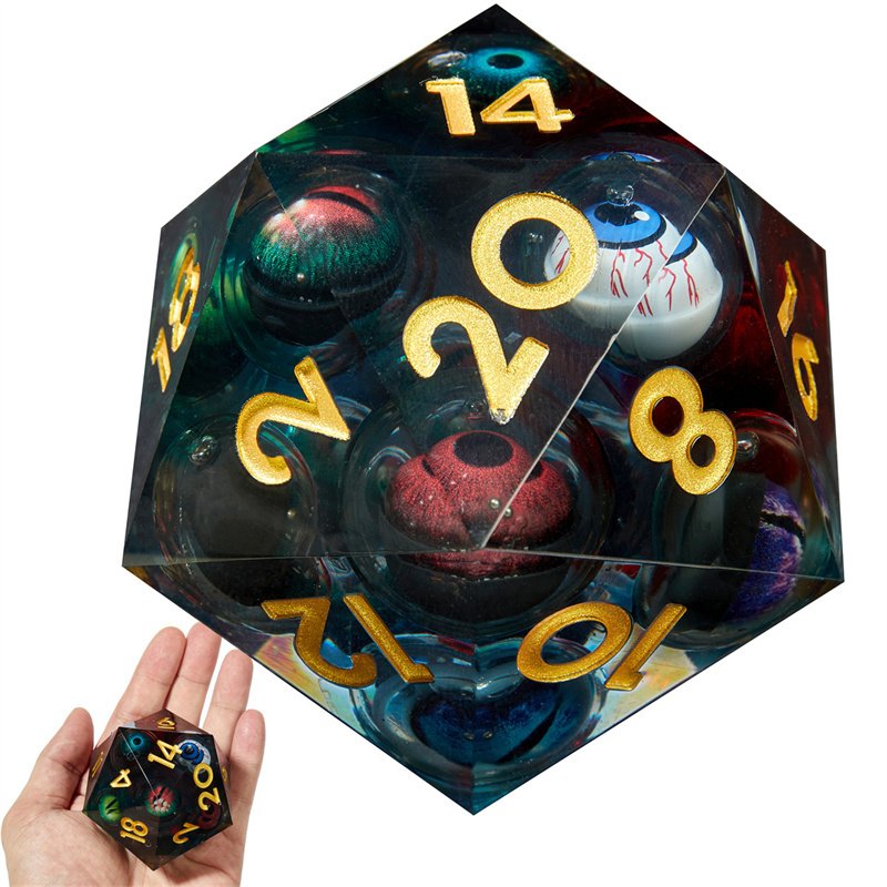 Customized factory wholesale 55mm D20 handmade sharp edge Dnd game dice set liquid core Rpg game dice