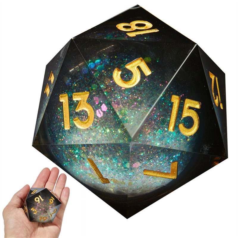 Customized factory wholesale 55mm D20 handmade sharp edge Dnd game dice set liquid core Rpg game dice