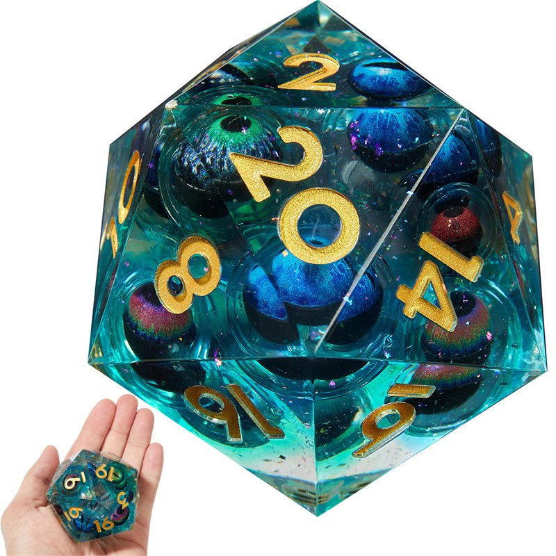 Customized factory wholesale 55mm D20 handmade sharp edge Dnd game dice set liquid core Rpg game dice