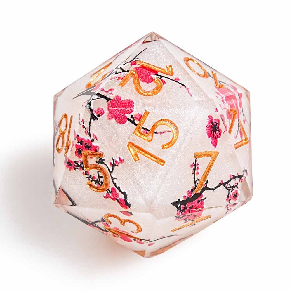 7Pcs White Plum Blossom Dice Resin Polyhedral Dice For DND Role Games Playing Collection Set
