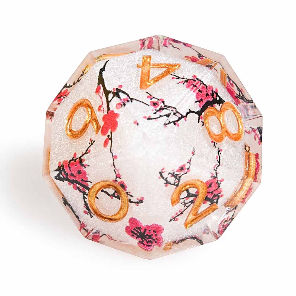 7Pcs White Plum Blossom Dice Resin Polyhedral Dice For DND Role Games Playing Collection Set
