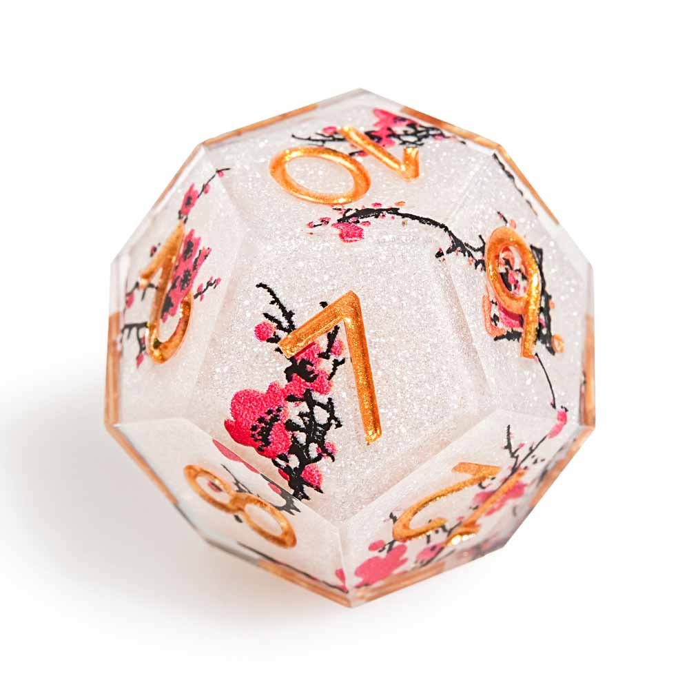 7Pcs White Plum Blossom Dice Resin Polyhedral Dice For DND Role Games Playing Collection Set