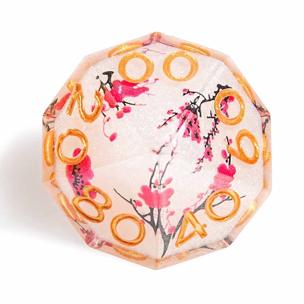 7Pcs White Plum Blossom Dice Resin Polyhedral Dice For DND Role Games Playing Collection Set