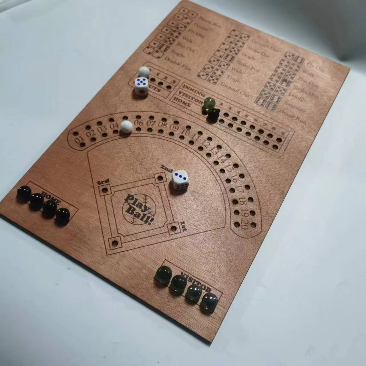 Family Game Night Wooden Baseball Dice Board Game