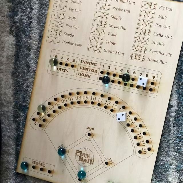 Family Game Night Wooden Baseball Dice Board Game