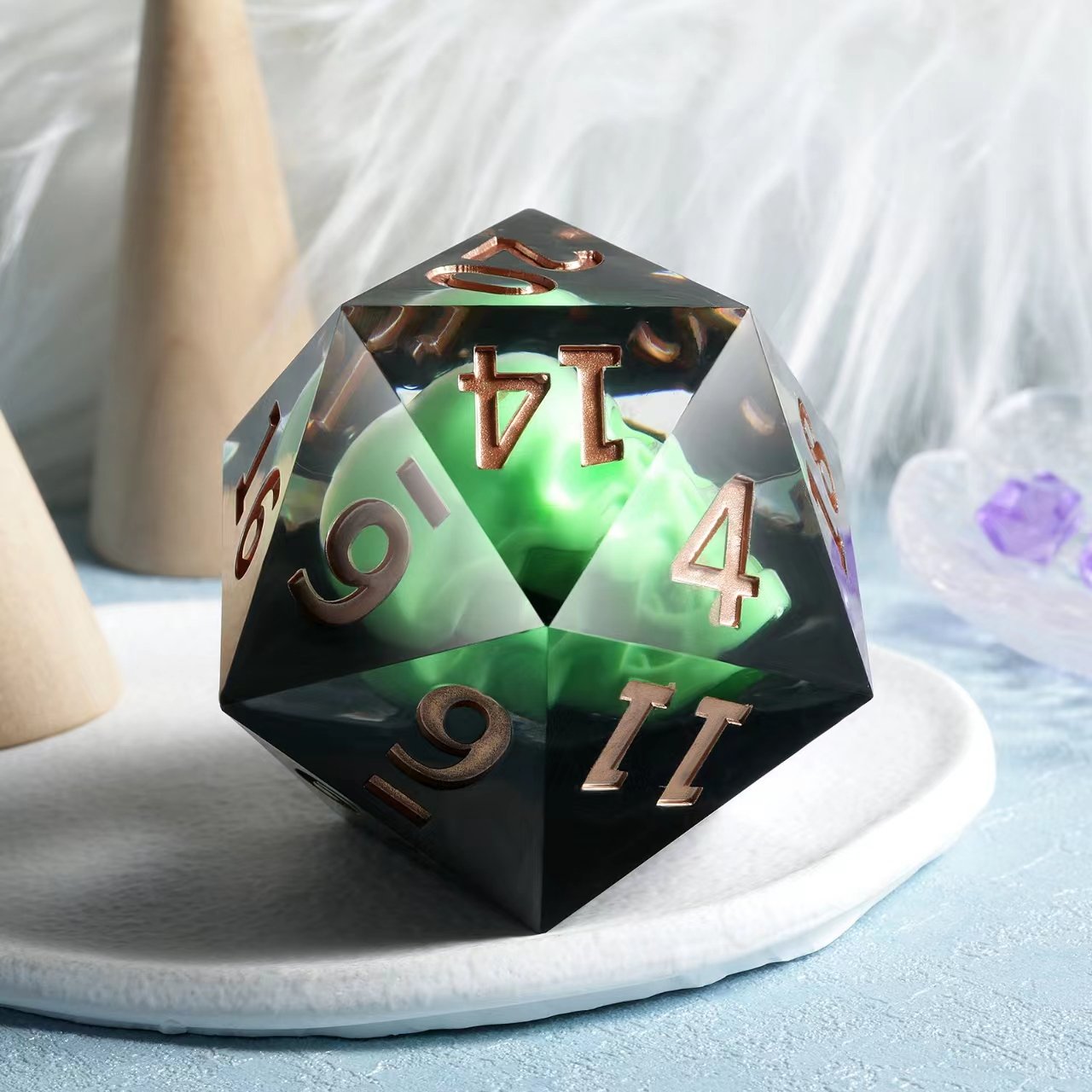 New Design Skull Role Playing Dice 55mm Giant Custom 20 Sided DND Liquid Dice Resin Sharp Edge Polyhedral D20 Dice for TTRPG