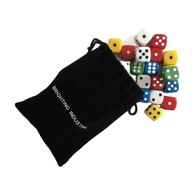 High Quality Colored Velvet/Nylon/Linen Dice Bag Drawstring Pouches With Custom Printed Logo Packing Dice Pawn Game Pieces