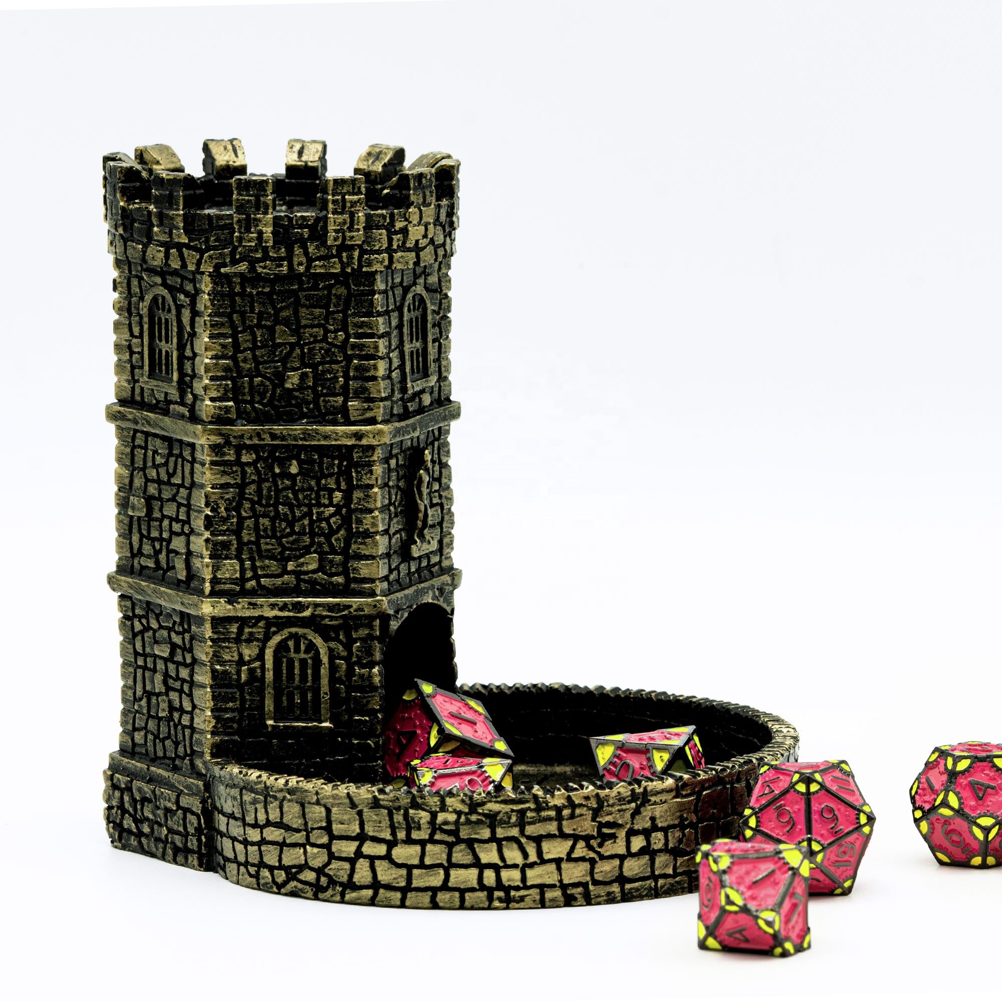 Udixi Dice Tower Dungeons and Dragons d&d RPG Resin Dice Tower Retro wall dnd dice rolling tower