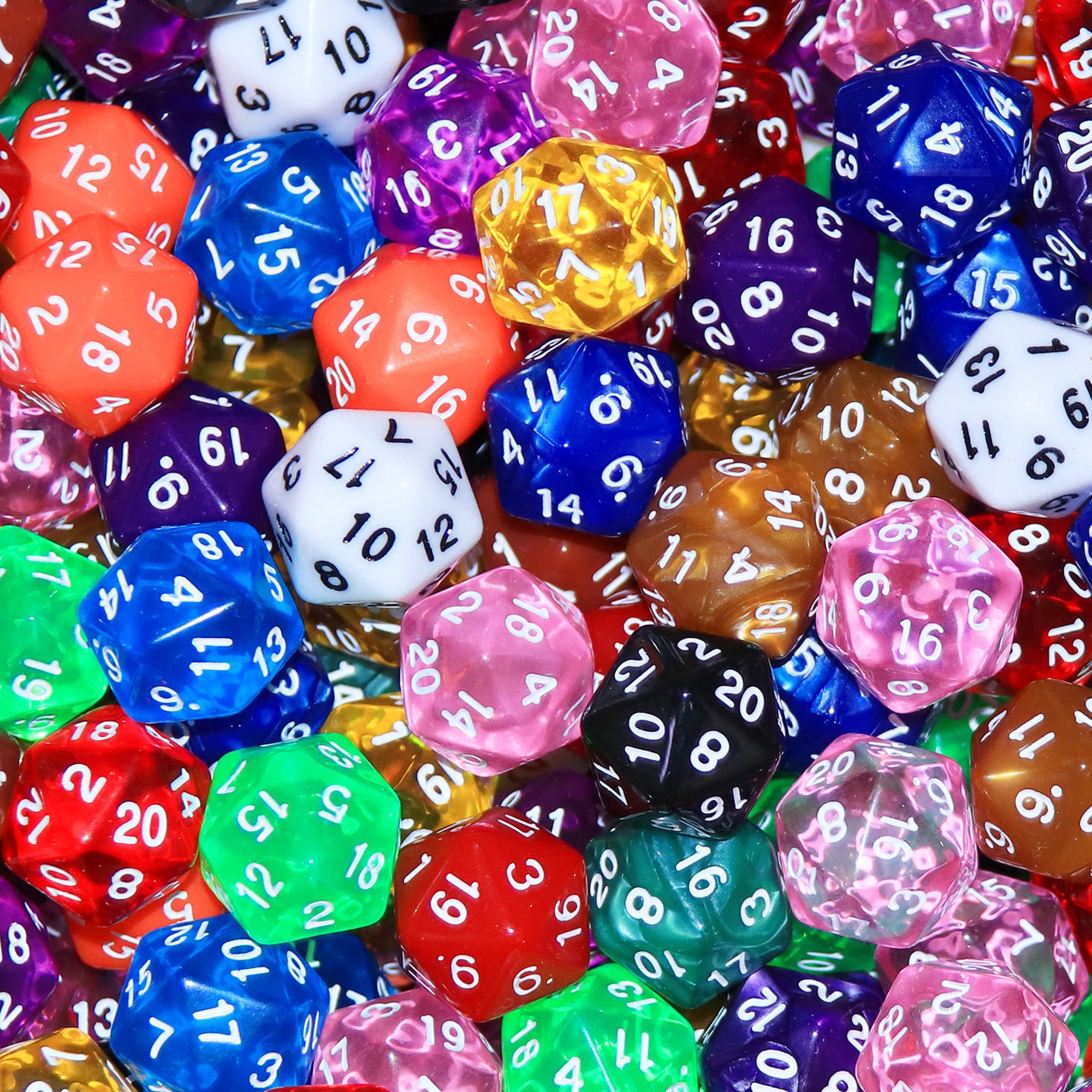 Wholesale 2000pcs Polyhedral Acrylic and Metal Dice D4~D20 Multi-Sided for DND and RPG Games 16mm Size