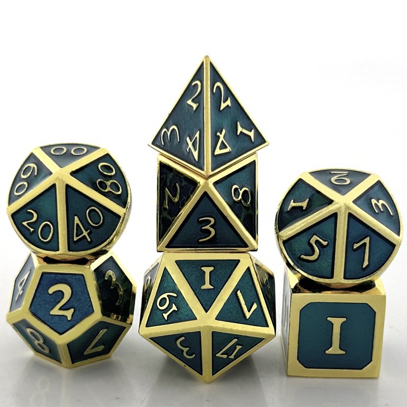 Hot Sale Custom Logo Polyhedral Metal Dice Set for RPG DND Dungeon Dragon for Role-Playing Games