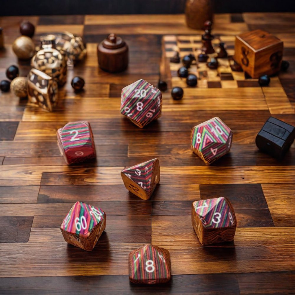 custom Wooden Dice Board Game Wood Game Dice Large D20s Polyhedral Dice Set