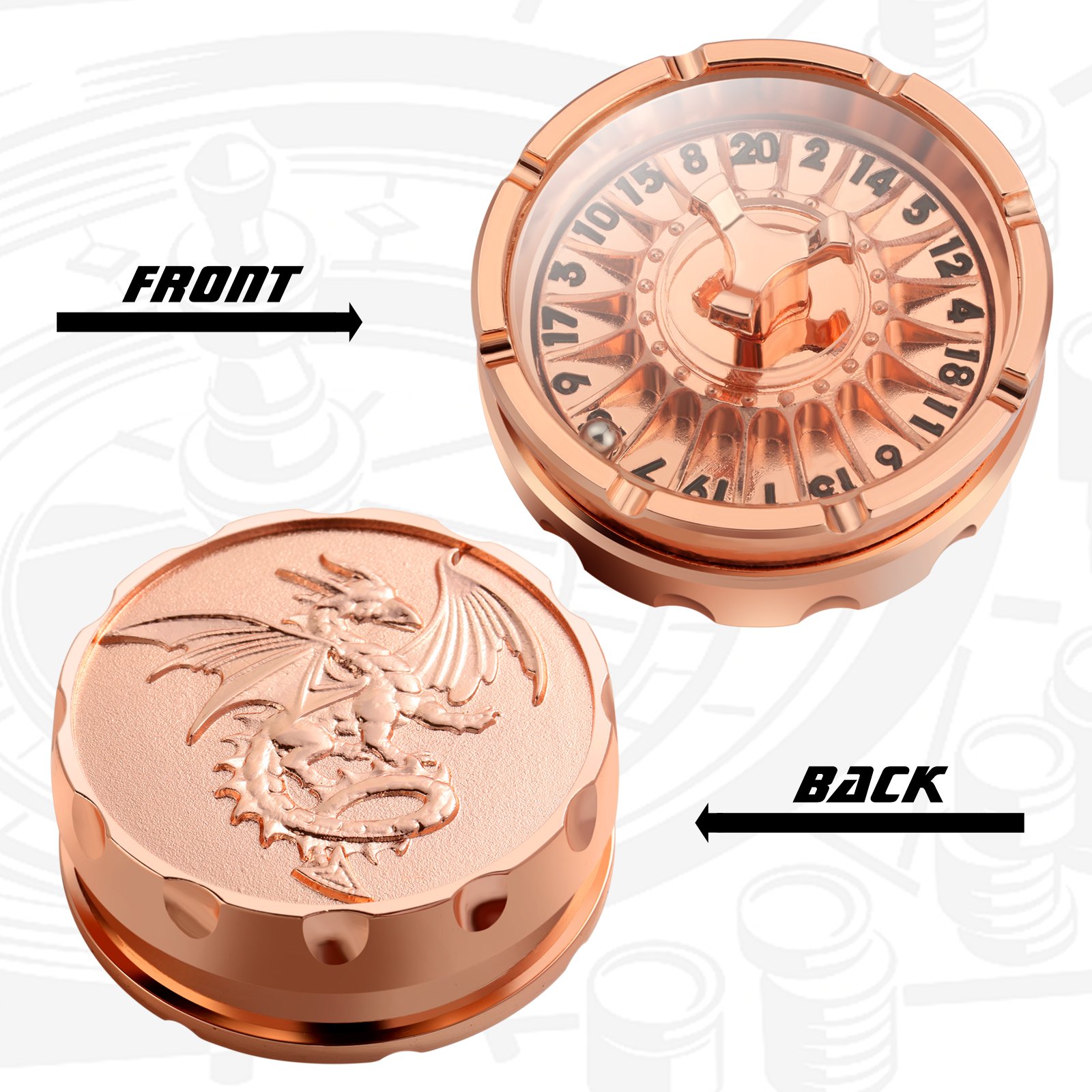 Roulette Dice DND Spinner D20 Small Flying Dragon Wheel D20 Metal Retro Roulette Dice for RPG Table Top Games