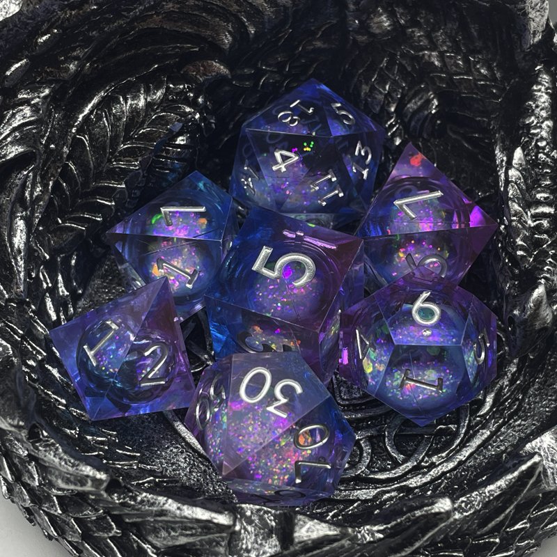 DND Liquid Core Dice Dungeons & Dragons Custom board game set resin liquid core filled sharp-edged dice