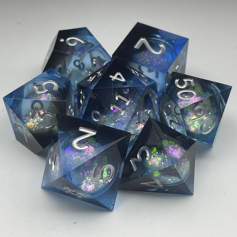 DND Liquid Core Dice Dungeons & Dragons Custom board game set resin liquid core filled sharp-edged dice