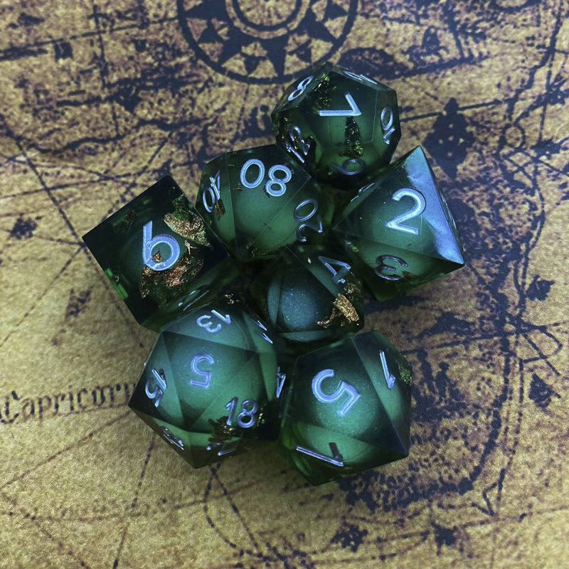 DND Liquid Core Dice Dungeons & Dragons Custom board game set resin liquid core filled sharp-edged dice