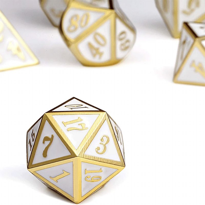 Custom D20 Metal Polyhedral Dice Set Custom Logo for DND Dungeons Dragons Game Manufactured by Professional Dice Manufacturers