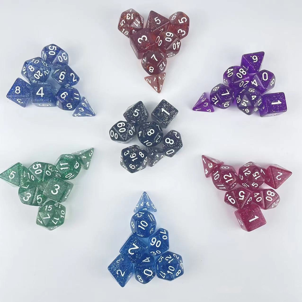 In Stock Plastic Shiny Math Glitter Gaming Dice 16mm Dungeons and Dragons Role Playing Game Dice Polyhedral D20 Acrylic Dice Set