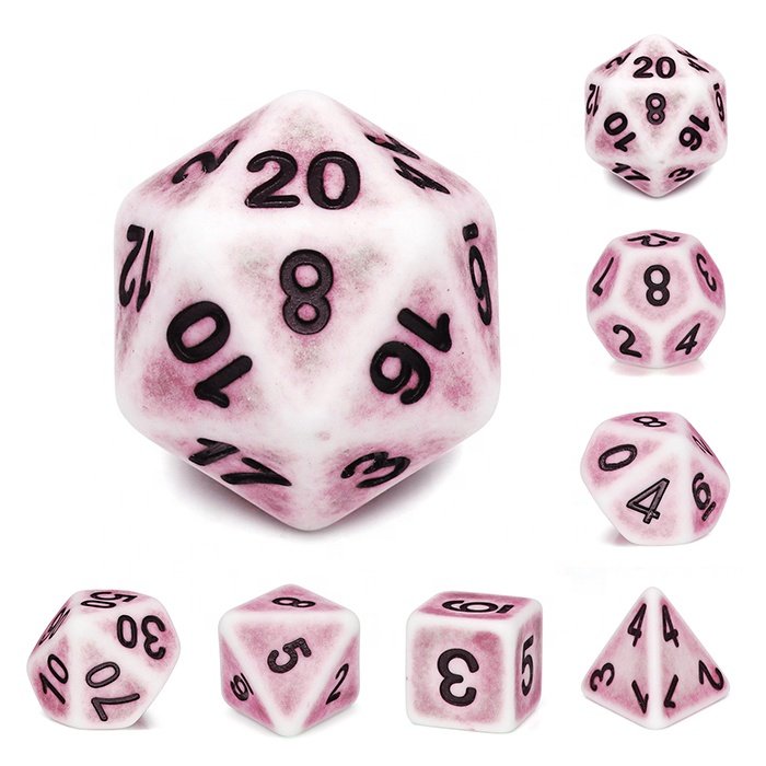 7 pcs standard size ancient bone dice set for pathfinder tabletop gaming and other board games