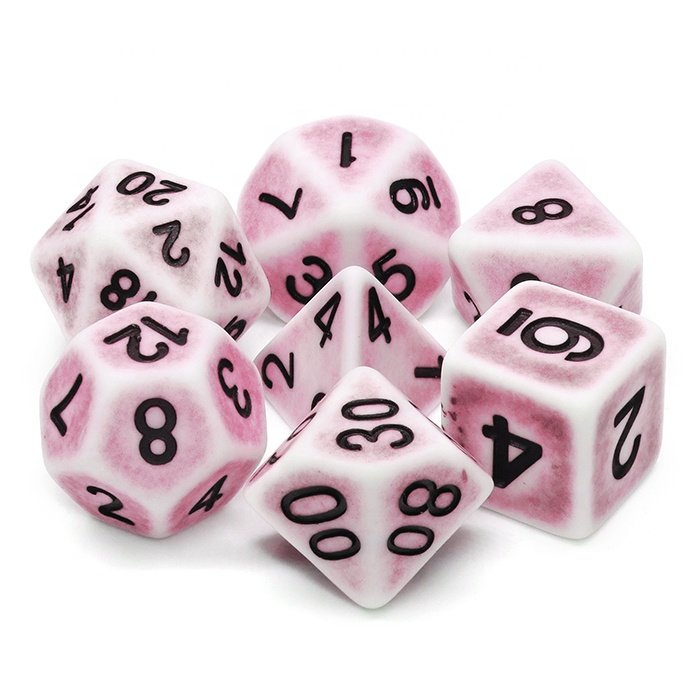 7 pcs standard size ancient bone dice set for pathfinder tabletop gaming and other board games