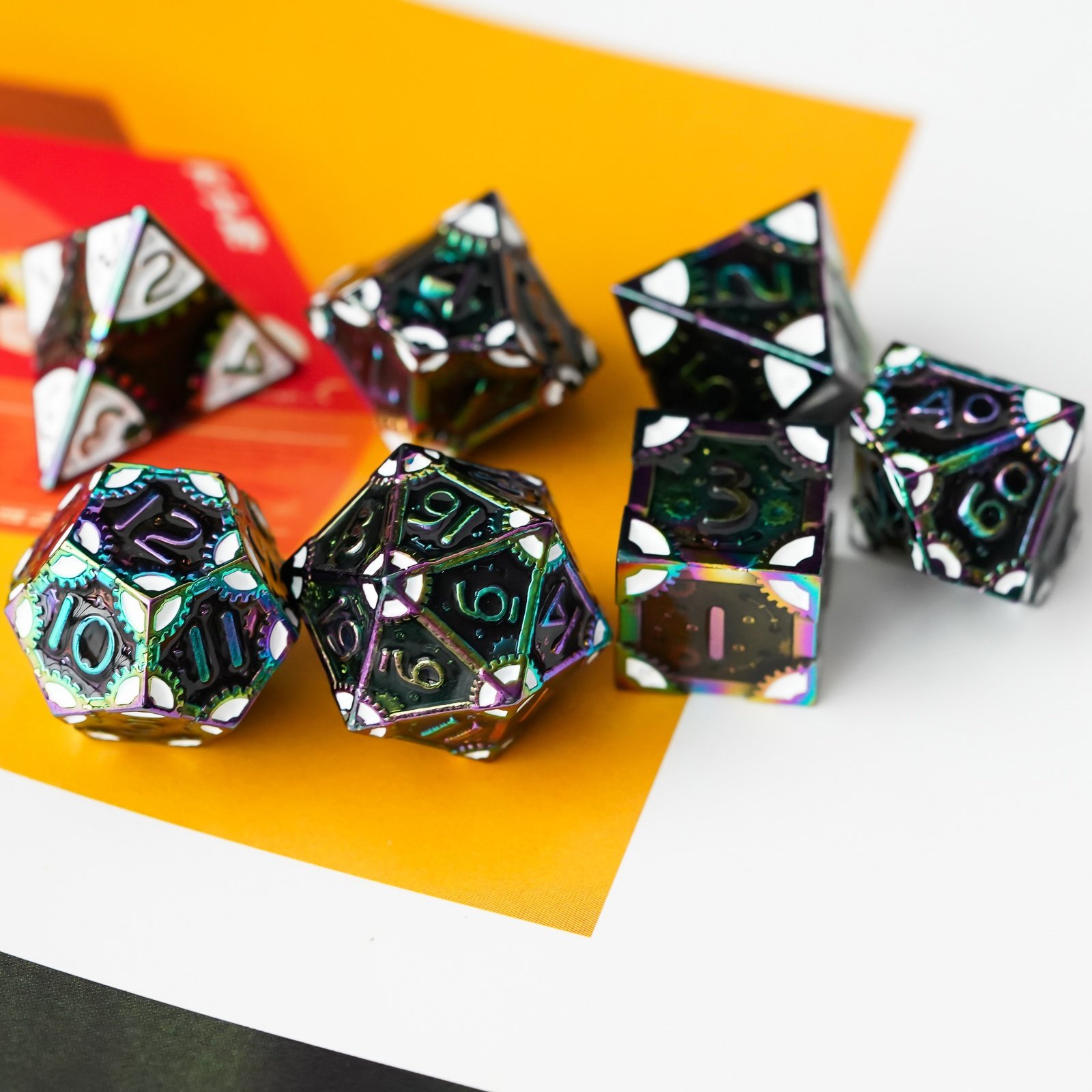 Udixi Metal RPG Board Games Role Play Dungeons and Dragons Polyhedral Dice Set Rainbow