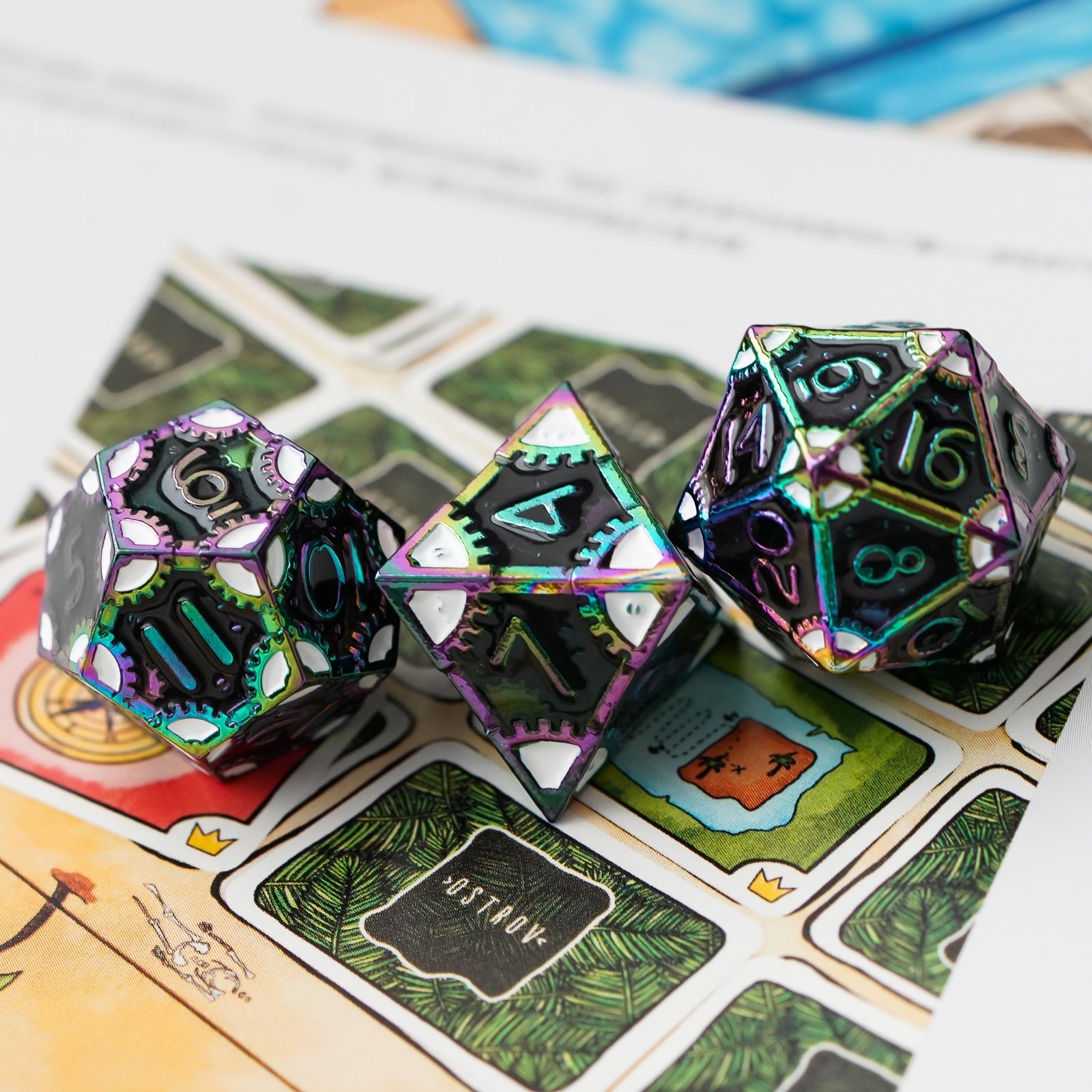 Udixi Metal RPG Board Games Role Play Dungeons and Dragons Polyhedral Dice Set Rainbow