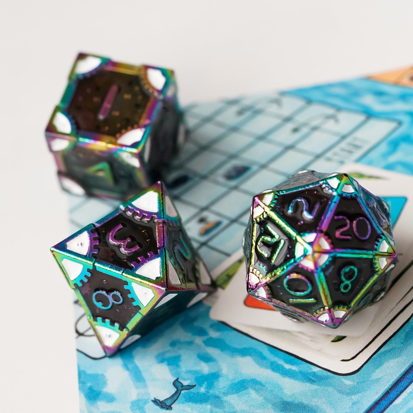 Udixi Metal RPG Board Games Role Play Dungeons and Dragons Polyhedral Dice Set Rainbow