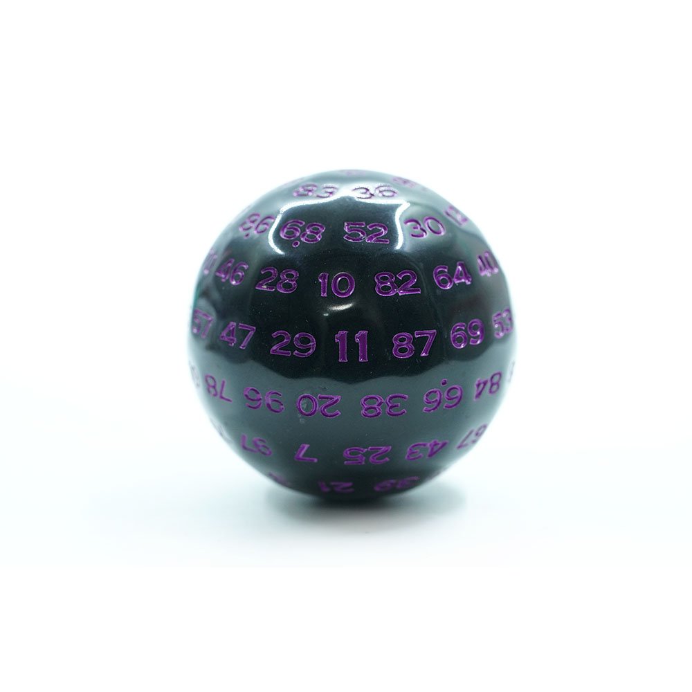 100-Sided Digital Polyhedral Dice Round resin Black Dice D100 Teaching Board Game Props Dice