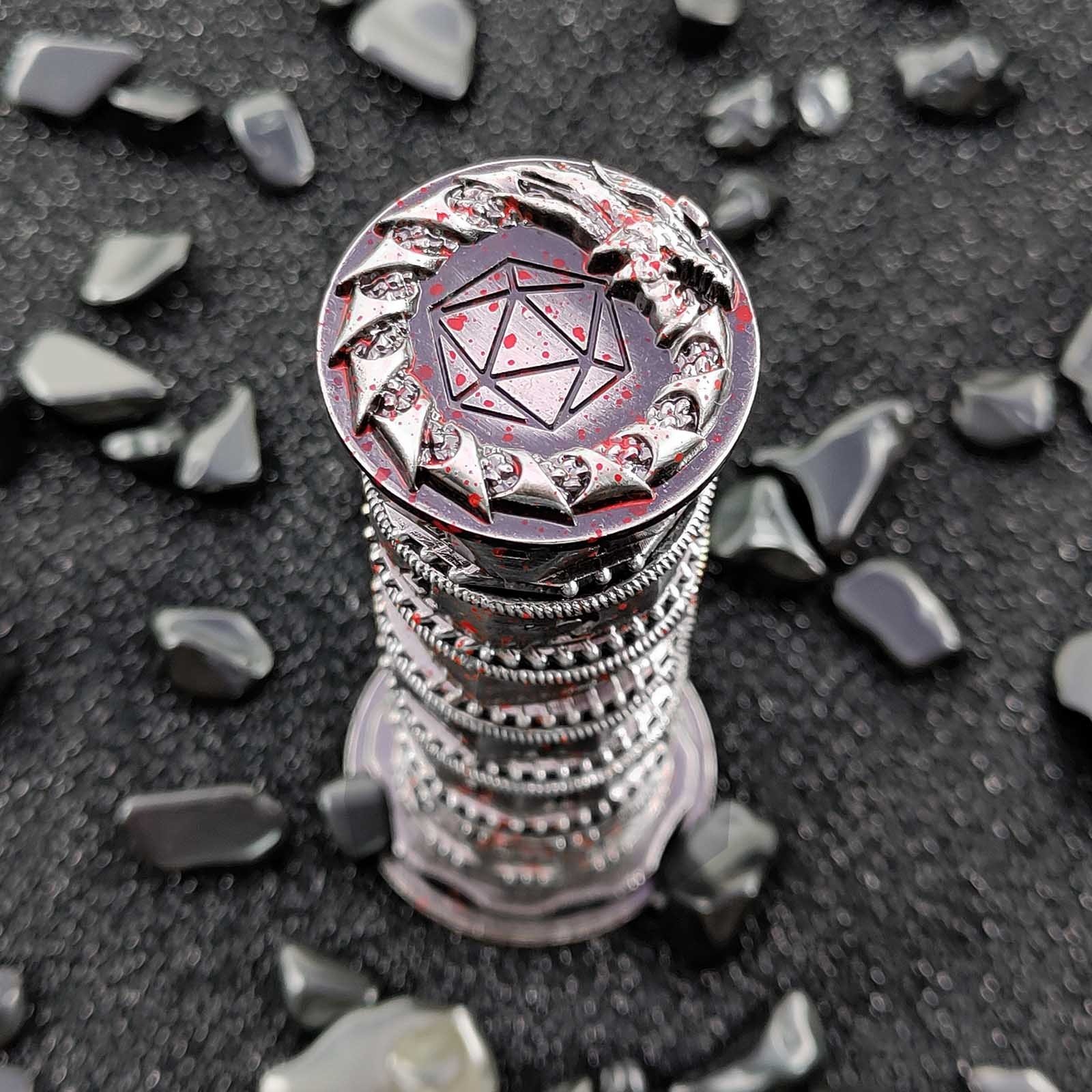Seven-story Tower Shape Circling Dragon DND Dice Mysterious Retro Polyhedral Metal Dice for DND Player