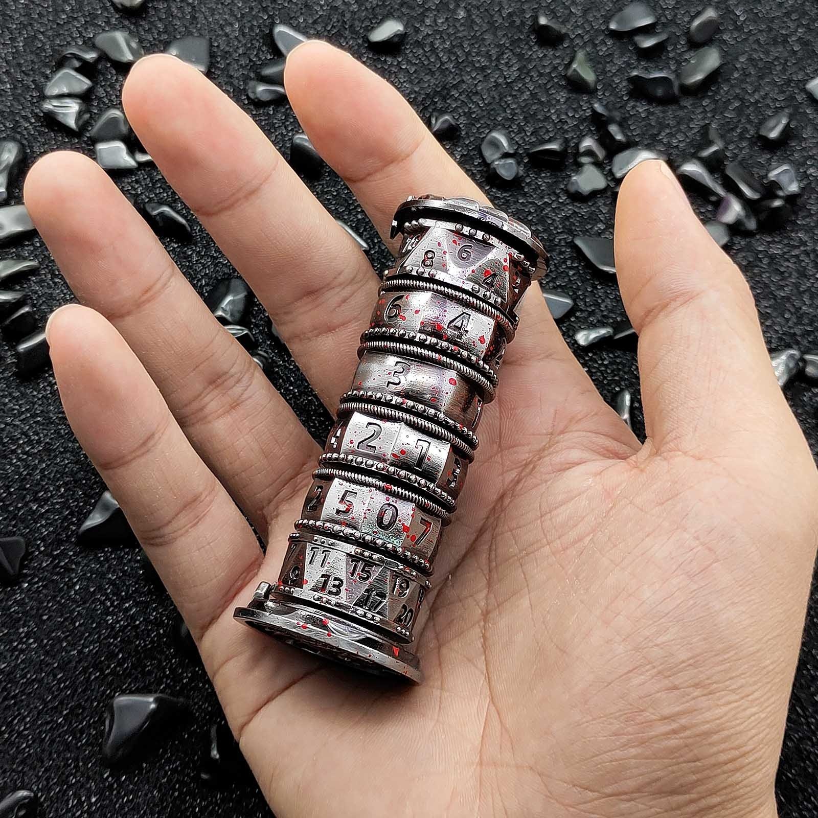 Seven-story Tower Shape Circling Dragon DND Dice Mysterious Retro Polyhedral Metal Dice for DND Player