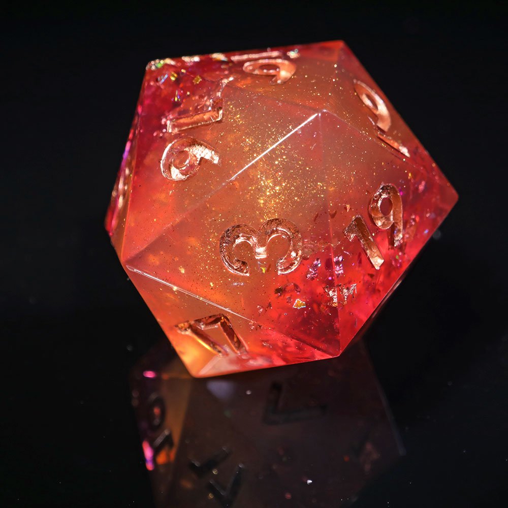 Faux Quicksand Sharp-Edge Dice Set Handmade Resin DND Dice with Mixed Colors