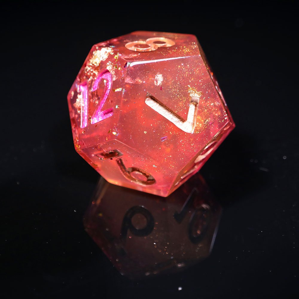 Faux Quicksand Sharp-Edge Dice Set Handmade Resin DND Dice with Mixed Colors