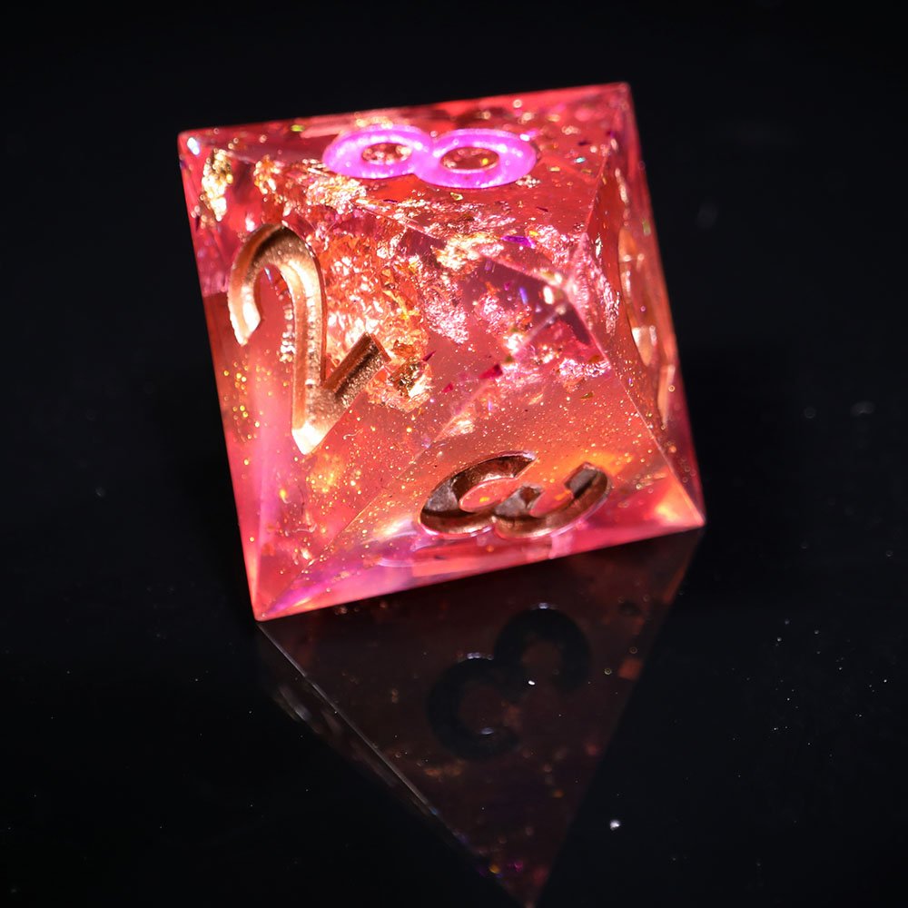 Faux Quicksand Sharp-Edge Dice Set Handmade Resin DND Dice with Mixed Colors