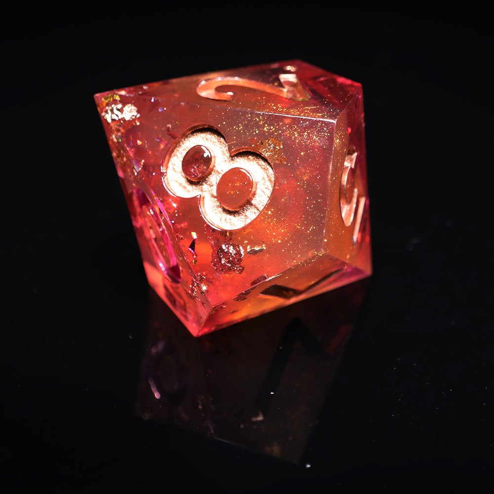 Faux Quicksand Sharp-Edge Dice Set Handmade Resin DND Dice with Mixed Colors