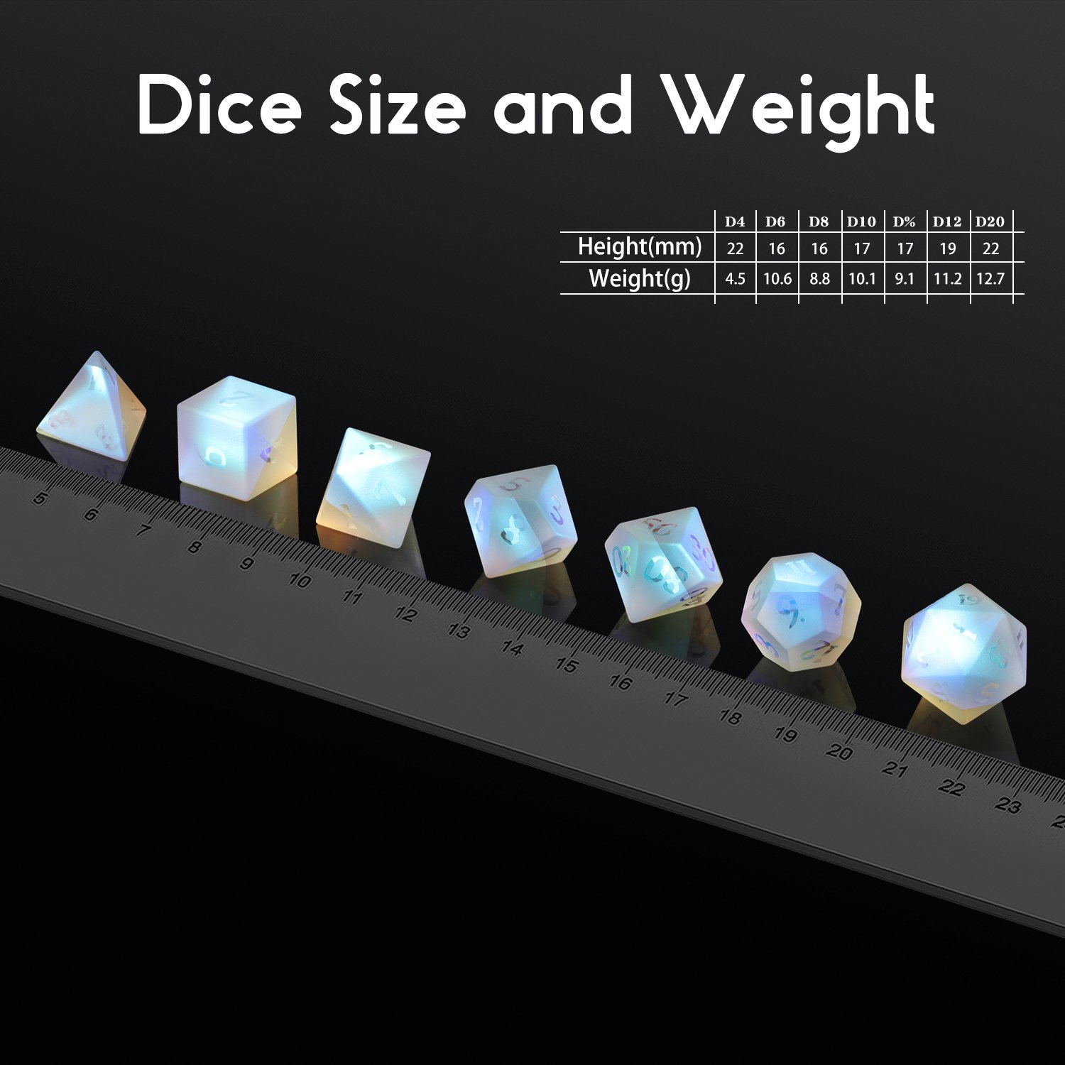 Wholesale Engraved Gemstone Dice Custom Rainbow Prism Glass DND Gem Dice Stone Polyhedral Dice Set K9 Frosted Colorful Glass D20