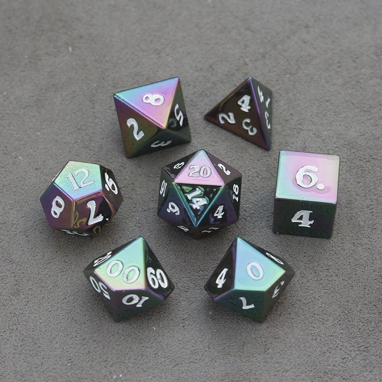 Custom Ink Font Color 7PCS Dice Set Bulk Dungeons And Dragons Metallic Colorful Plastic Dice Set