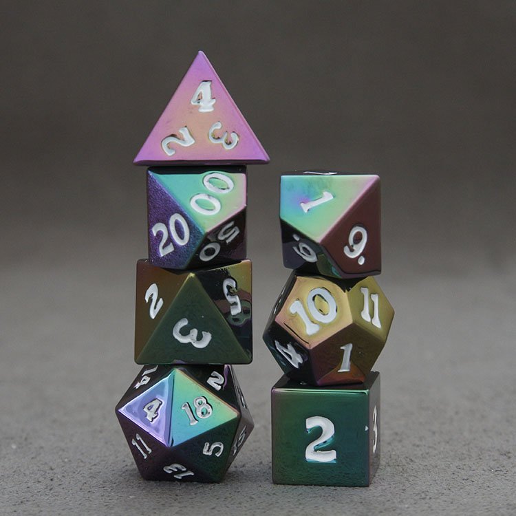 Custom Ink Font Color 7PCS Dice Set Bulk Dungeons And Dragons Metallic Colorful Plastic Dice Set