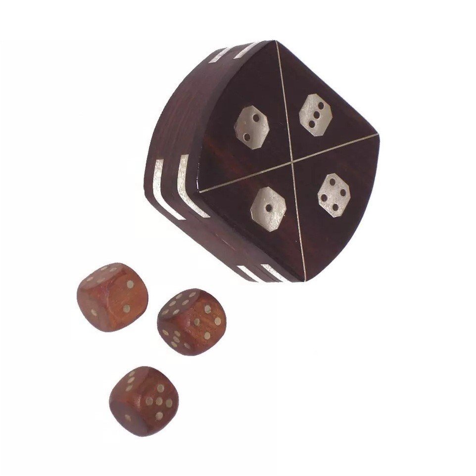 Metier New Arrival Wooden Dice and Domino game Set Brown Colour Top Selling Game Wholesale for indoor games Promotional Gifts