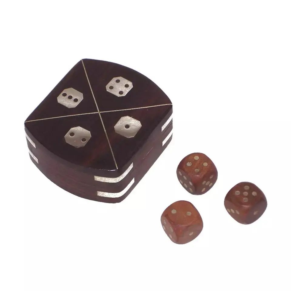 Metier New Arrival Wooden Dice and Domino game Set Brown Colour Top Selling Game Wholesale for indoor games Promotional Gifts