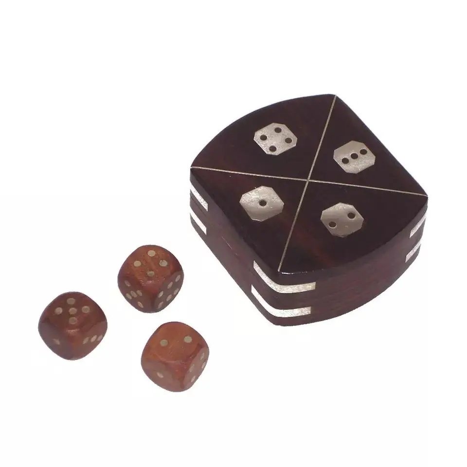 Metier New Arrival Wooden Dice and Domino game Set Brown Colour Top Selling Game Wholesale for indoor games Promotional Gifts