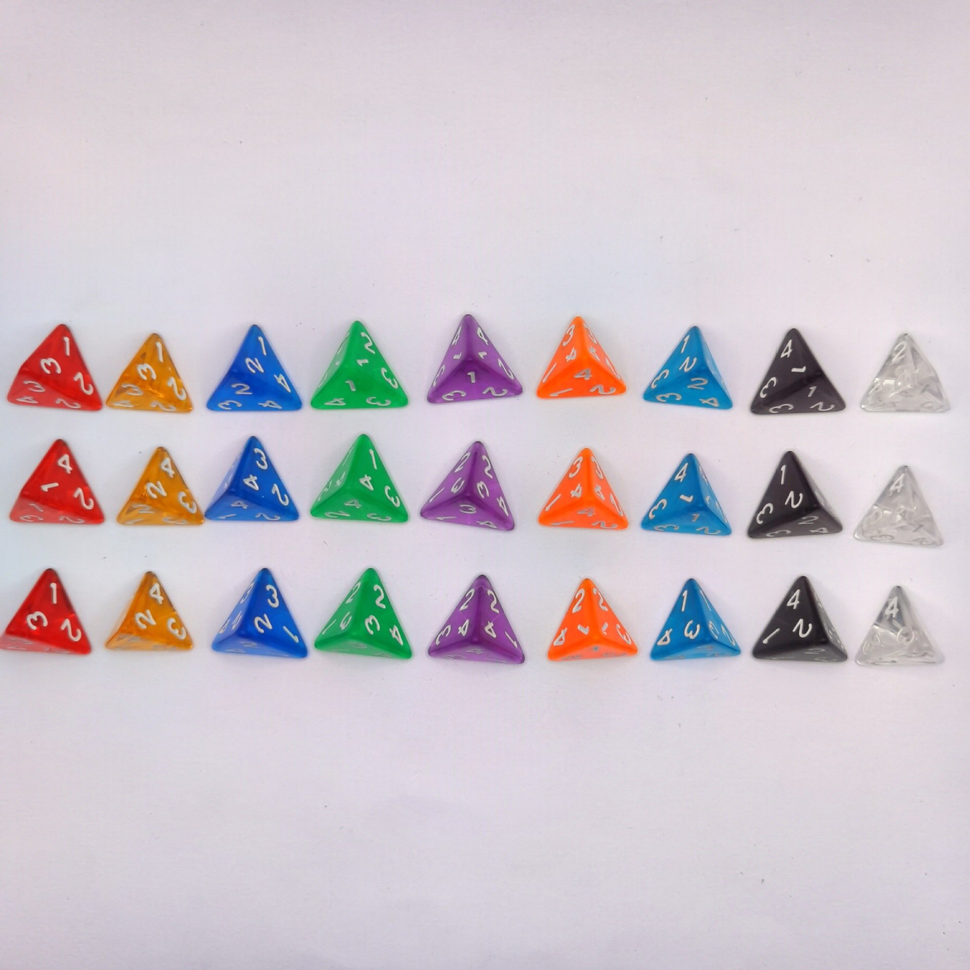 Acrylic D4 Dice Diamond Shaped Digital Teaching Props Color Solid Color Transparent Game Dice Table Game Dice Wholesale