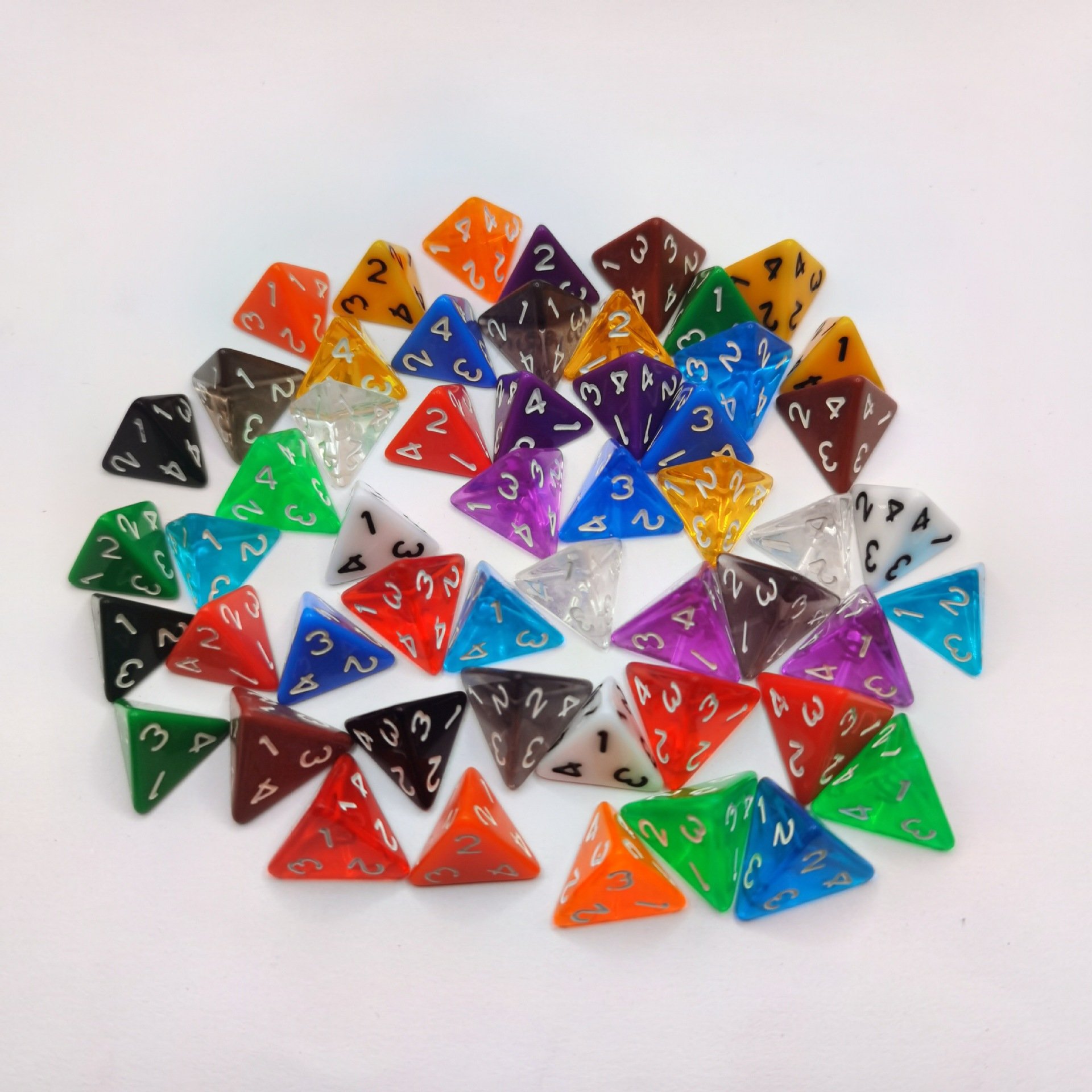 Acrylic D4 Dice Diamond Shaped Digital Teaching Props Color Solid Color Transparent Game Dice Table Game Dice Wholesale