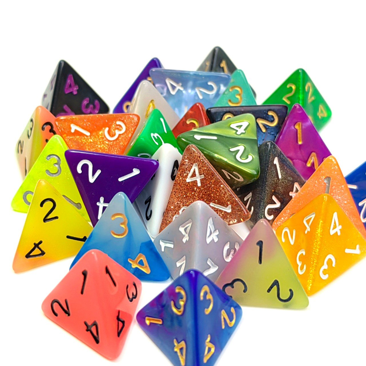 Wholesale bulk Custom Printed Polyhedral Dice multicolor transparent bicolor D4 dice for RPG MTG DND board game
